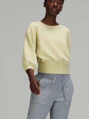 Lululemon Light Yellow Textured Pullover Top